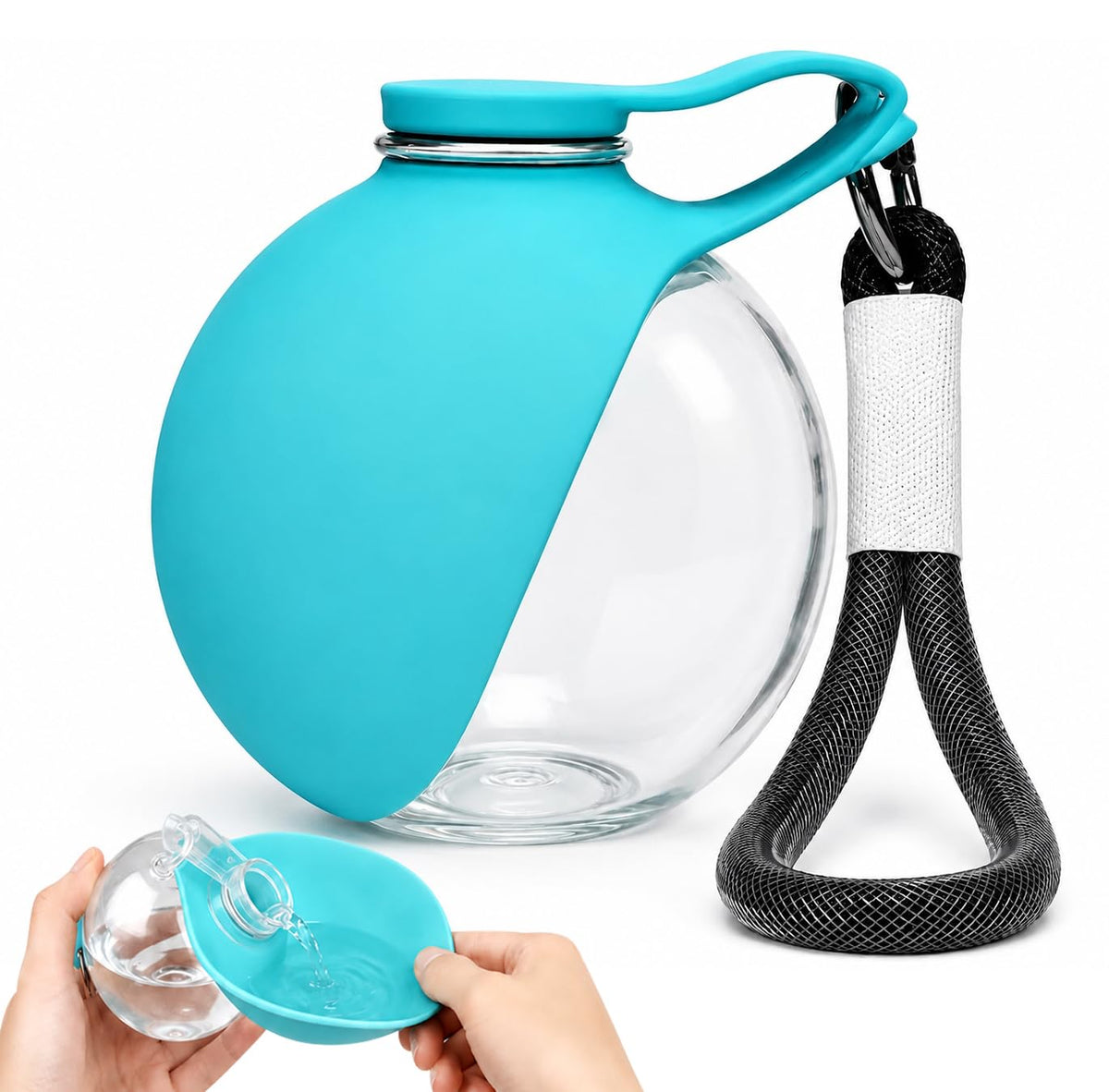 2-in-1 Portable Dog Water Bottle with Foldable Bowl, Leak-Proof Pet Travel Water Dispenser with Carry Strap, Lightweight Drinking Bottle for Dogs and Cats, Walking, Hiking and Outdoor Use Plastic Pink