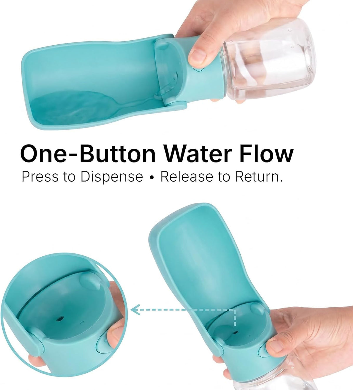 Dog Water Bottle, 350ml Foldable Pet Water Dispenser with Drinking Bowl for Cats and Dogs, Travel Water Cup