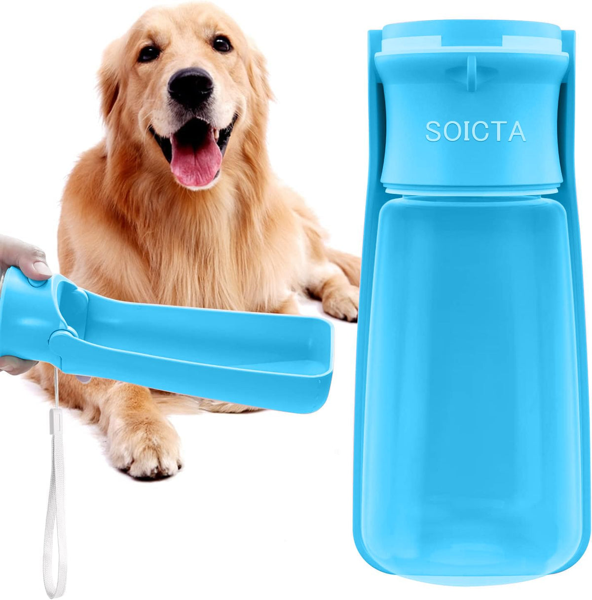 SOICTA Portable Dog Small Animals Water Bottle for Walking 19 OZ or 12 OZ Pet Water Bottles for Puppy Medium Large Dogs Little Animals Water Dispenser Dog Small Animals Water Bowl