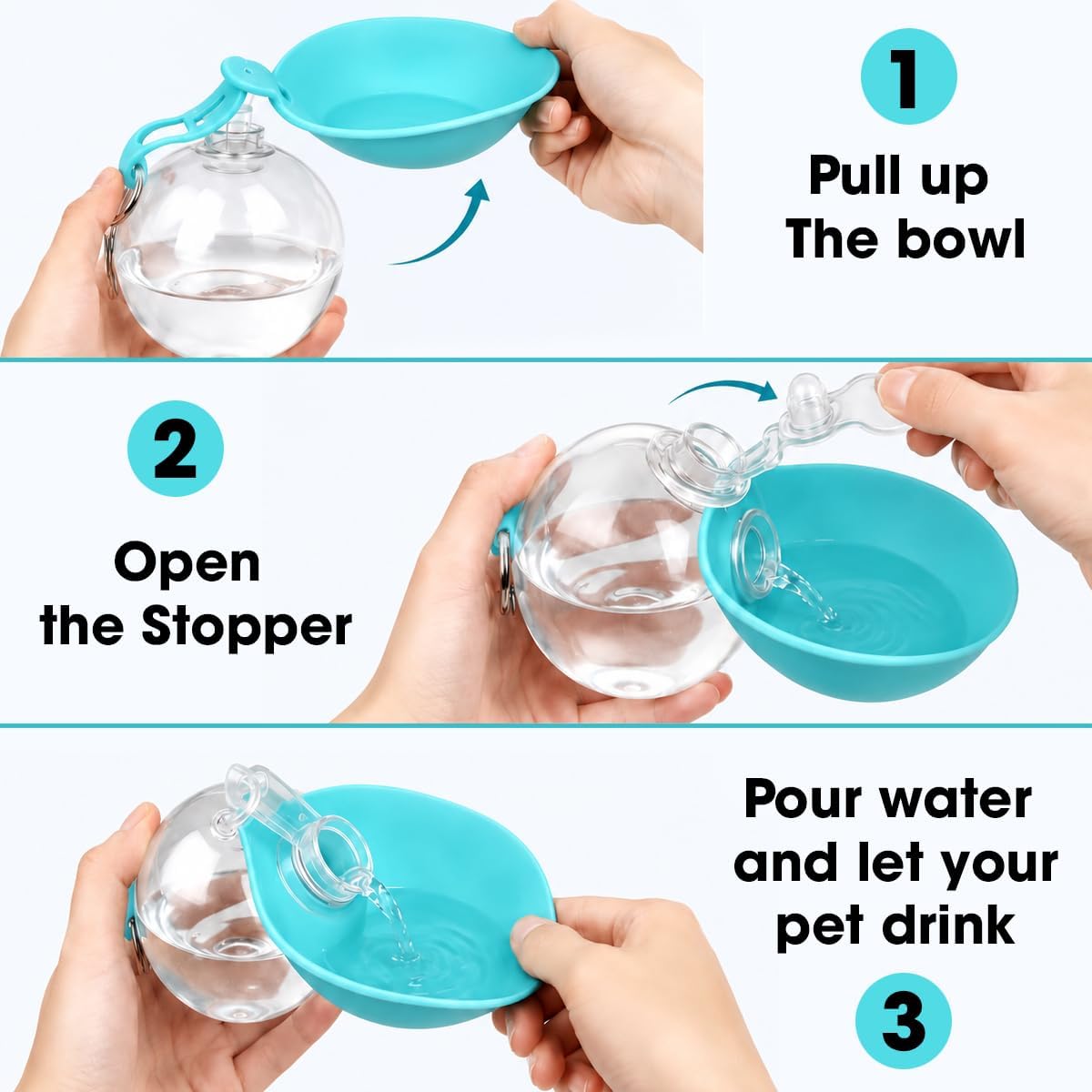 2-in-1 Portable Dog Water Bottle with Foldable Bowl, Leak-Proof Pet Travel Water Dispenser with Carry Strap, Lightweight Drinking Bottle for Dogs and Cats, Walking, Hiking and Outdoor Use Plastic Pink