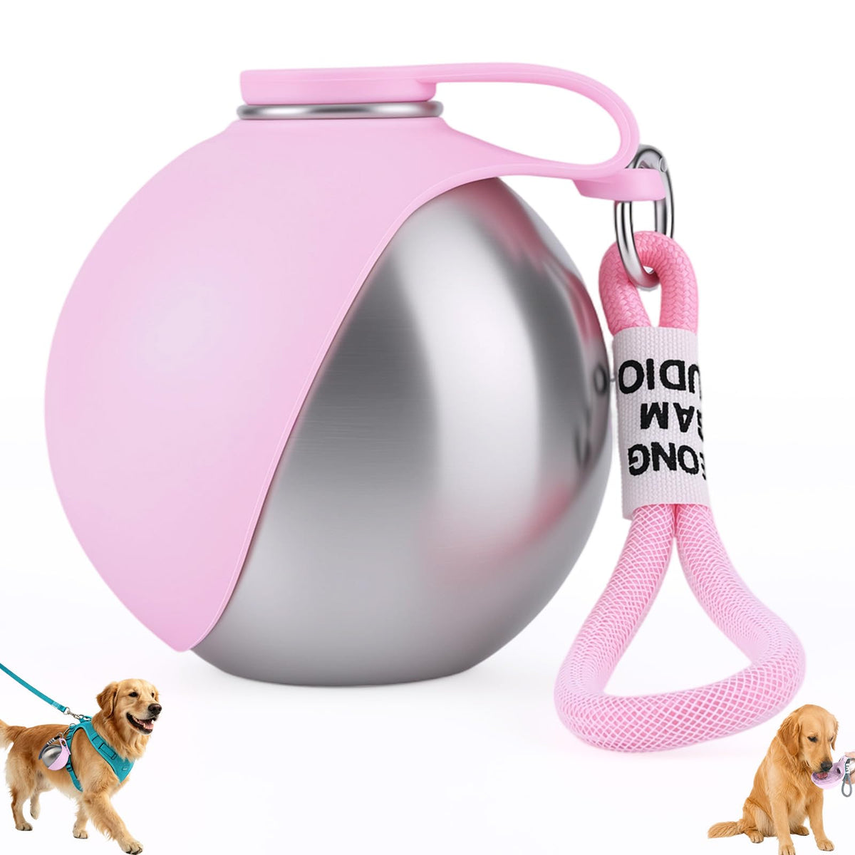 2 in 1 Portable Dog Water Bottle for Dogs,10oz Stainless Steel Portable Dog Water Bottle with Foldable Silicone Bowl, Leak-Proof 2 in 1 Portable Tumbler for Small Dog & Puppy Walking Hiking Outdoor