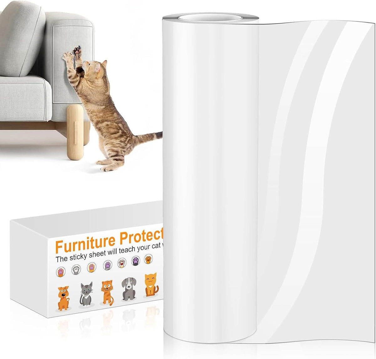 Anti Cat Scratch Furniture Protector (11.8" x 197") Single Sided