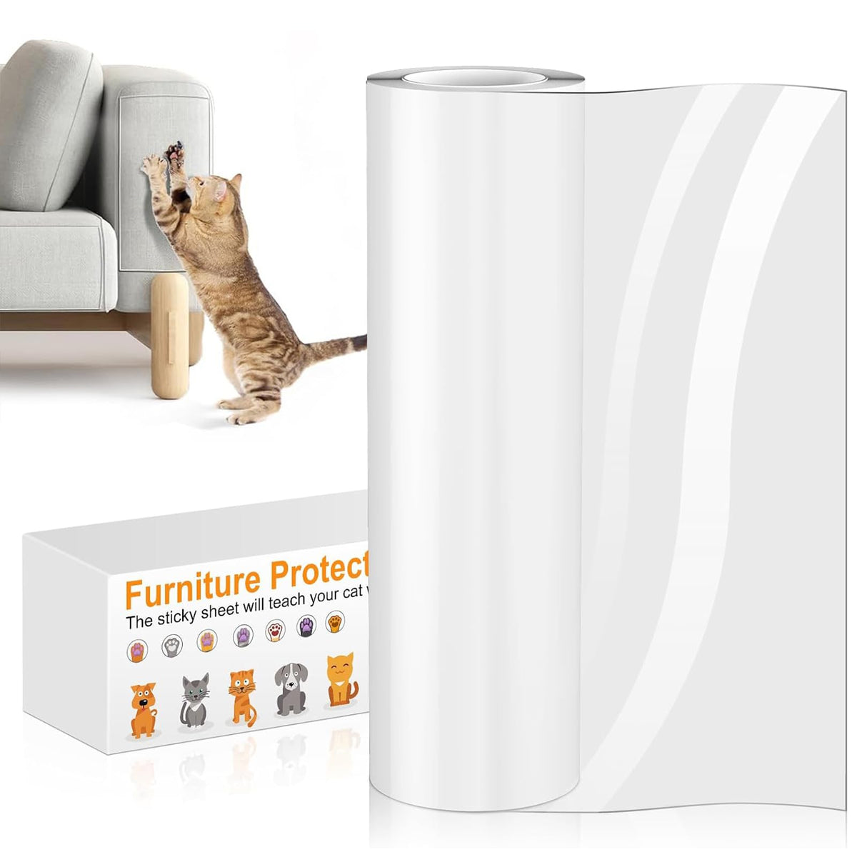 Anti Cat Scratch Furniture Protector (11.8" x 197") Single Sided