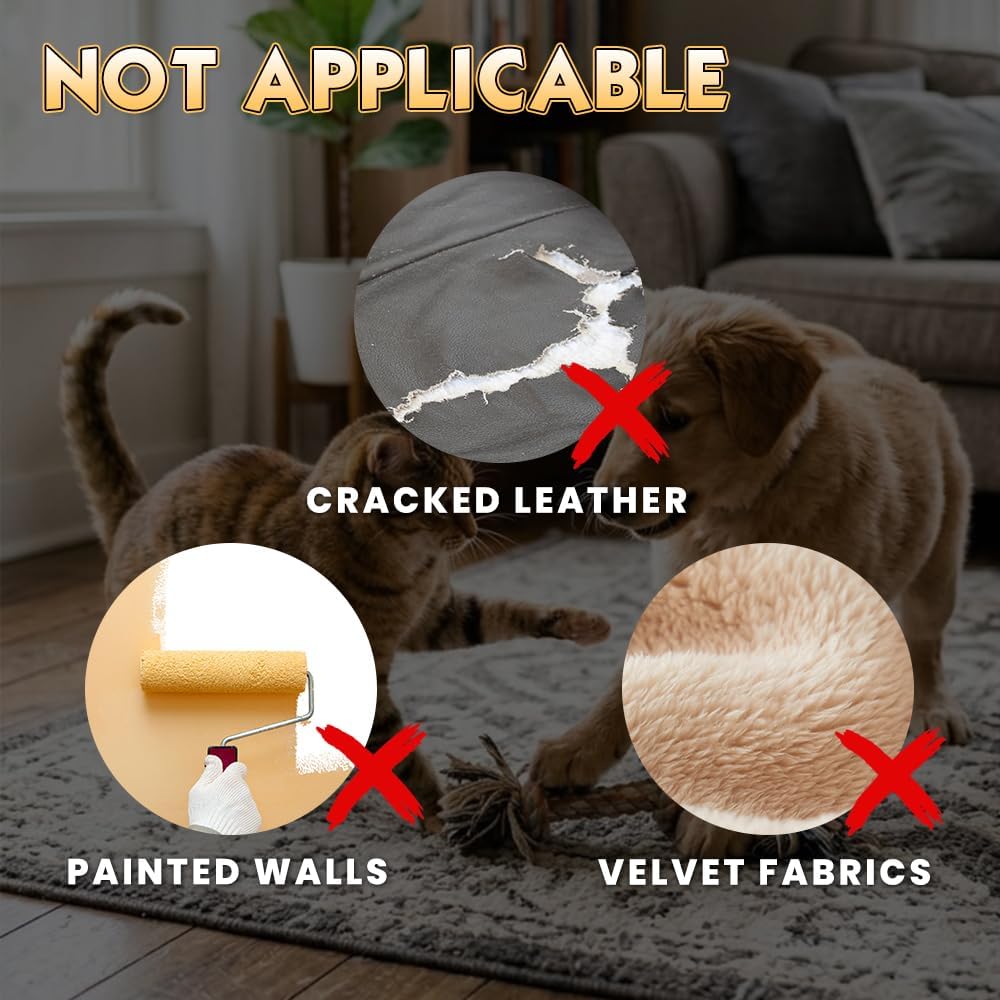 Cat Couch Protector, 10 Pack Clear Anti-Scratch Cat Tape, 2 Sizes Self-Adhesive Nail-Free Non-Toxic Scratch Guard for Furniture