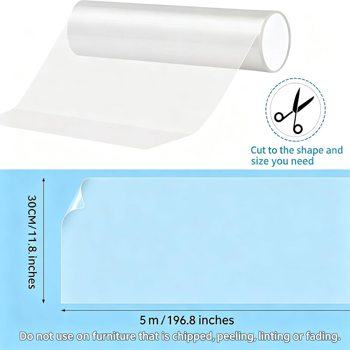 Anti Cat Scratch Furniture Protector (11.8" x 197") Single Sided