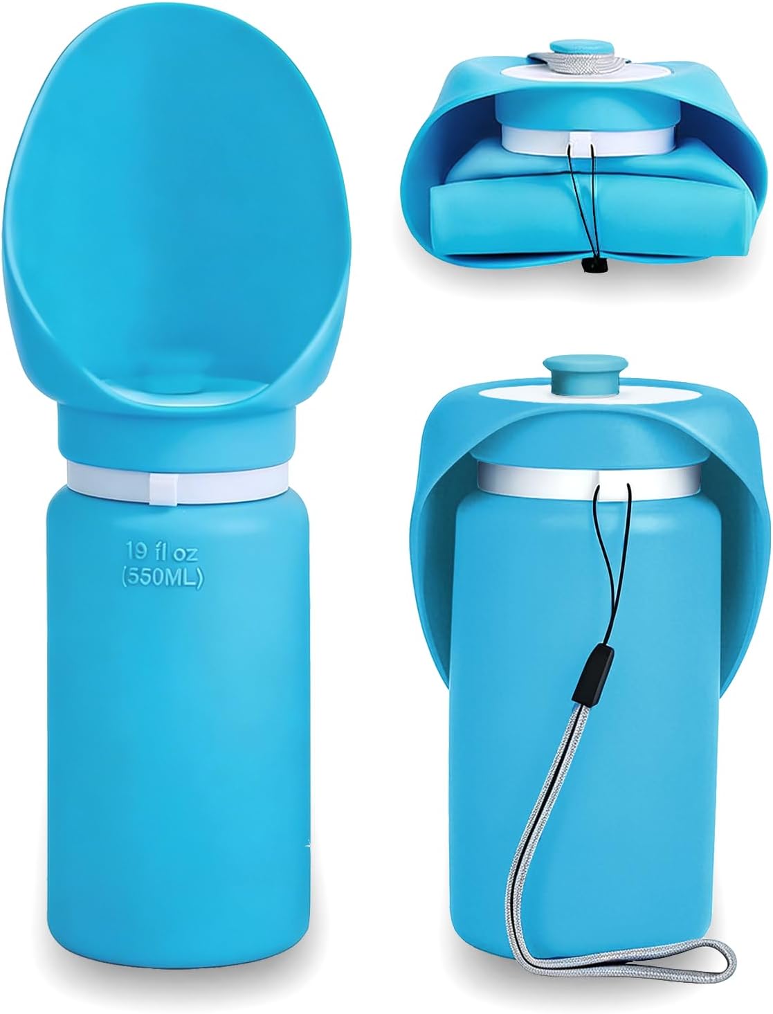 Dog Water Bottle Portable, Large Wide-Mouth Drinking Bowl (Blue)