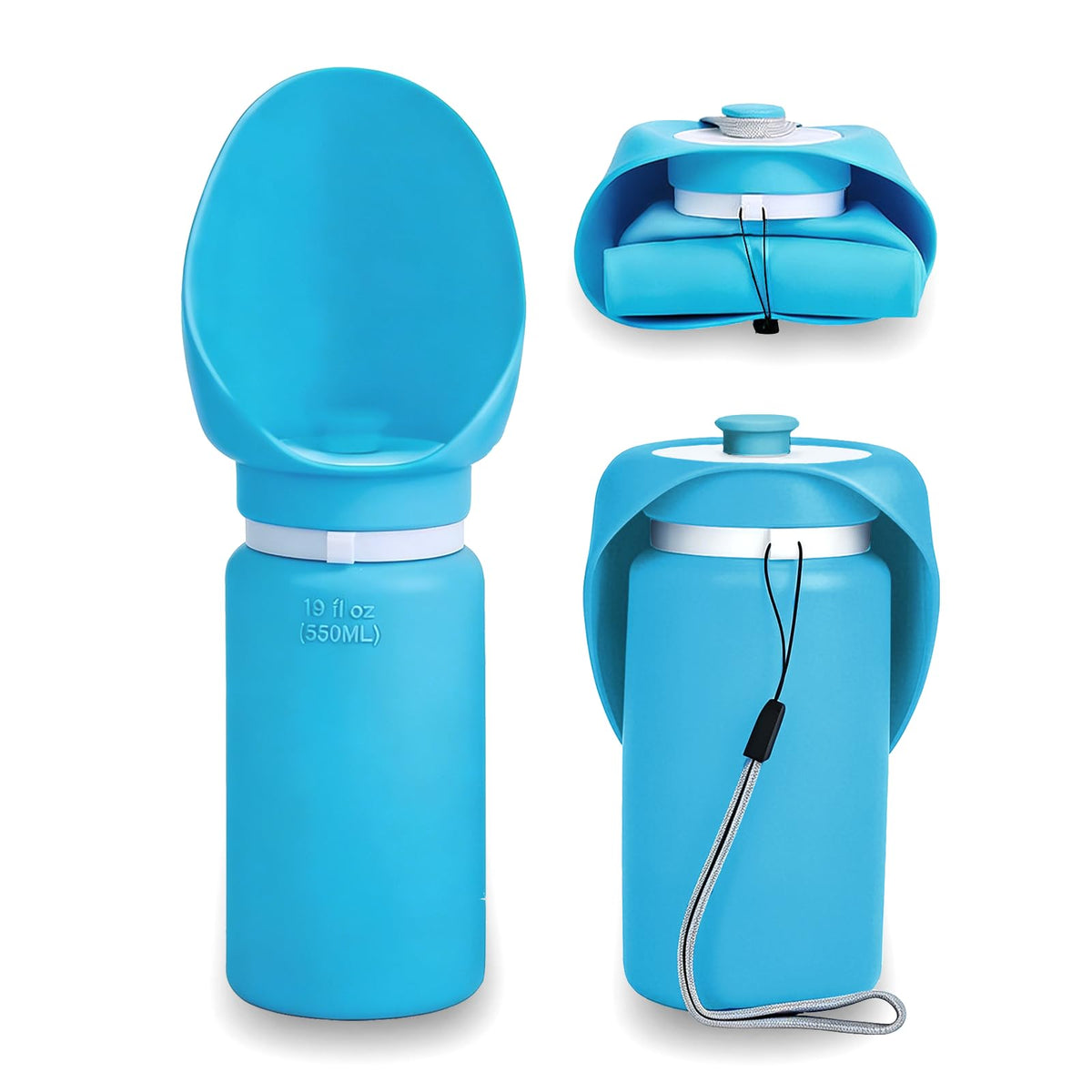 Dog Water Bottle Portable, Large Wide-Mouth Drinking Bowl (Blue)