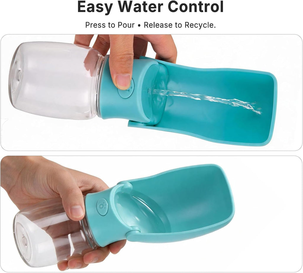 Portable Dog Water Bottle 350ml with Foldable Drinking Bowl, Leak-Resistant Pet Travel Water Dispenser for Dogs and Cats, Outdoor Walking Hiking Camping Travel Accessory