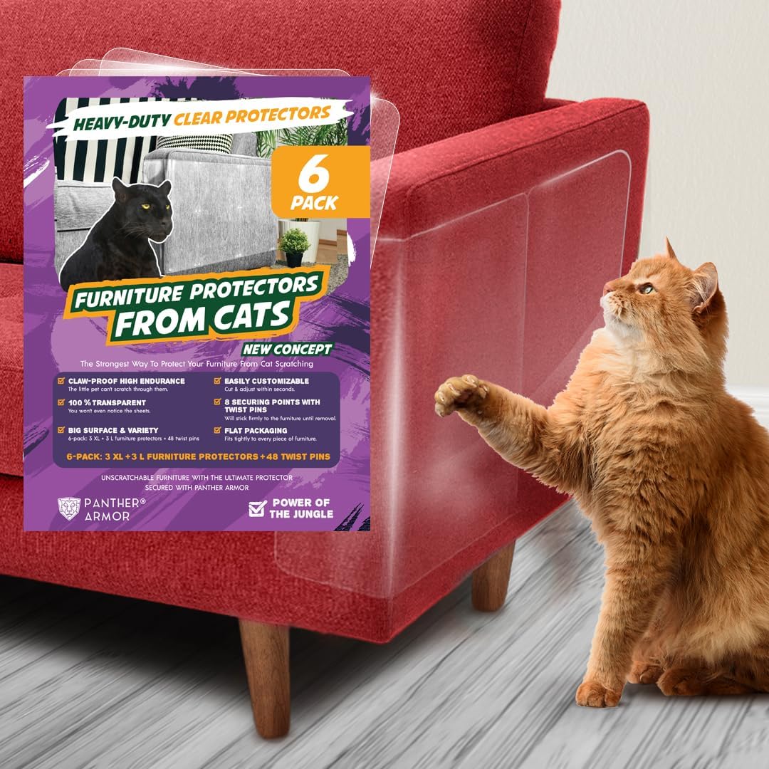Panther Armor Cat Furniture Protector, 8 Matte Sheets with Twist Pins