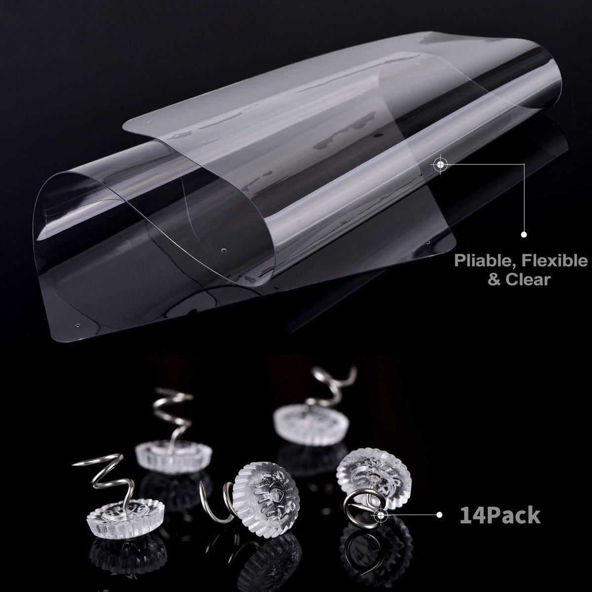 In hand Cat Scratch Furniture, 2PCS Clear Premium Heavy Duty Flexible Vinyl Protector Dog Cat Claw Guards with Pins No Adhesive, Stops Scratching Pets Furniture Protector