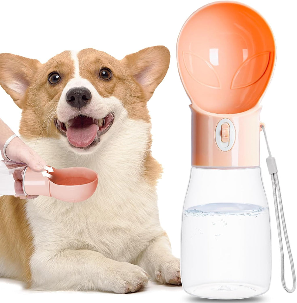 Dog Water Bottle, Widen Sink Portable Dogs Water Dispenser, Orange, 17oz