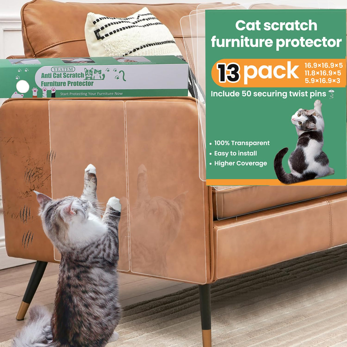 Thicken Cat Scratch Furniture Protector, Extended Size 165"x15"