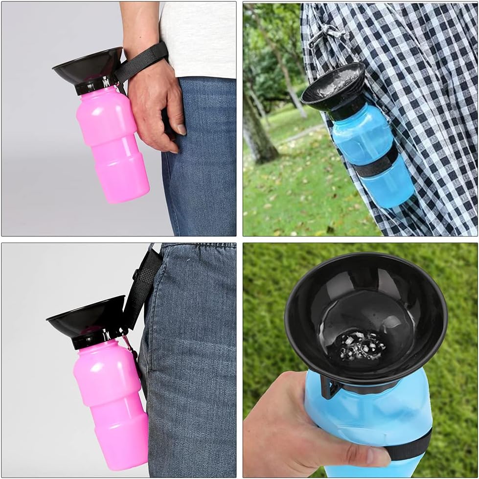500ml Pet Dog Squeeze Water Bottle Drinking Cat Feeding Bowl Outdoor Travel Portable Supplies Feed Jug Cup Dispenser(Blue)
