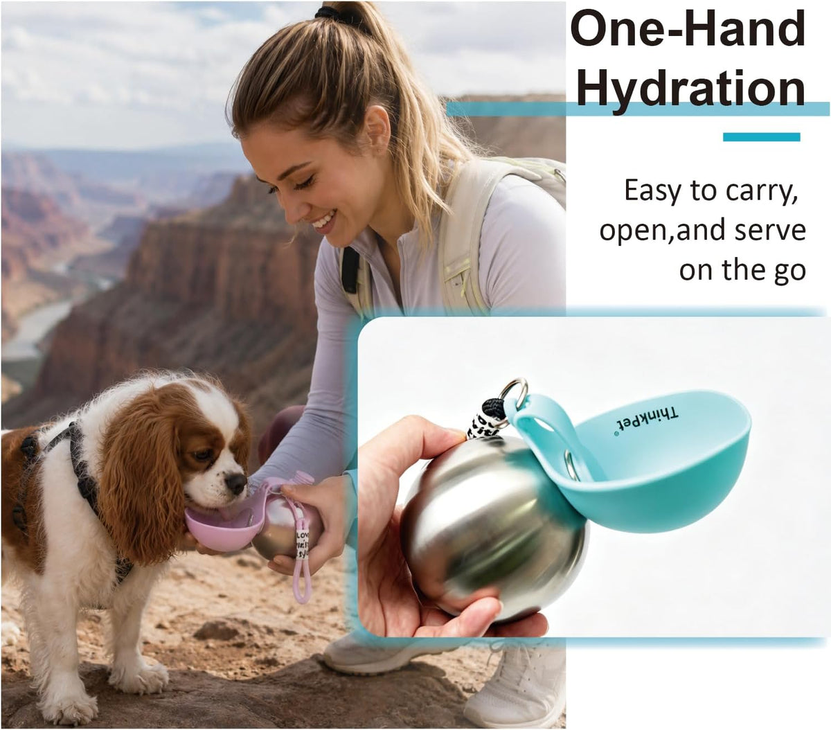 ThinkPet Leafsip 285ML Dog Water Bottle, Leak-Proof Portable, Teal