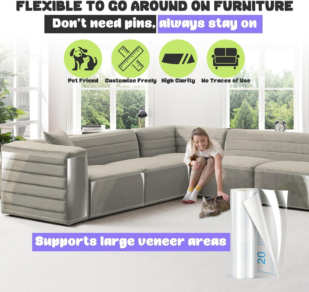 JINVOGREEN Cat Scratch Furniture Protector, 196.8 x 11.8 in