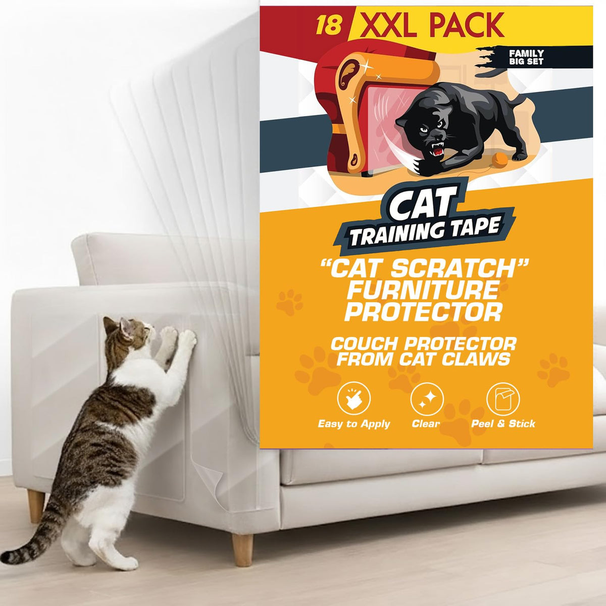 Panther Armor Cat Scratch Furniture Protector, 10 Double-Sided Tape Sheets