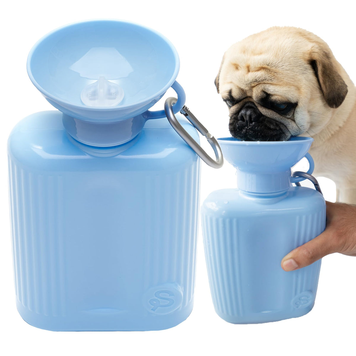 Springer Dog Water Bottle | Portable Travel Drinking Feeder Dispenser for Dogs & Puppies | As Seen on Shark Tank | Leak-Proof Bowl | BPA-Free | Outdoor Walking, Hiking & Travel | 22oz Blue
