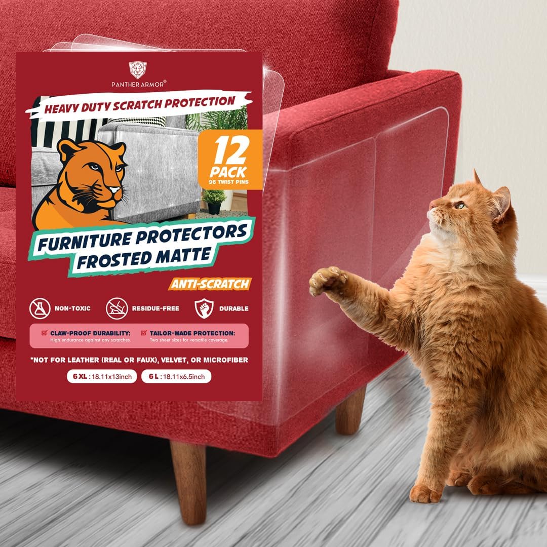 Panther Armor Cat Furniture Protector, 8 Matte Sheets with Twist Pins