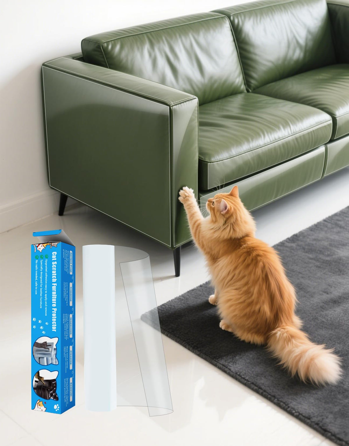 118"×11.8" Cat Scratch Furniture Protector for Leather Couch