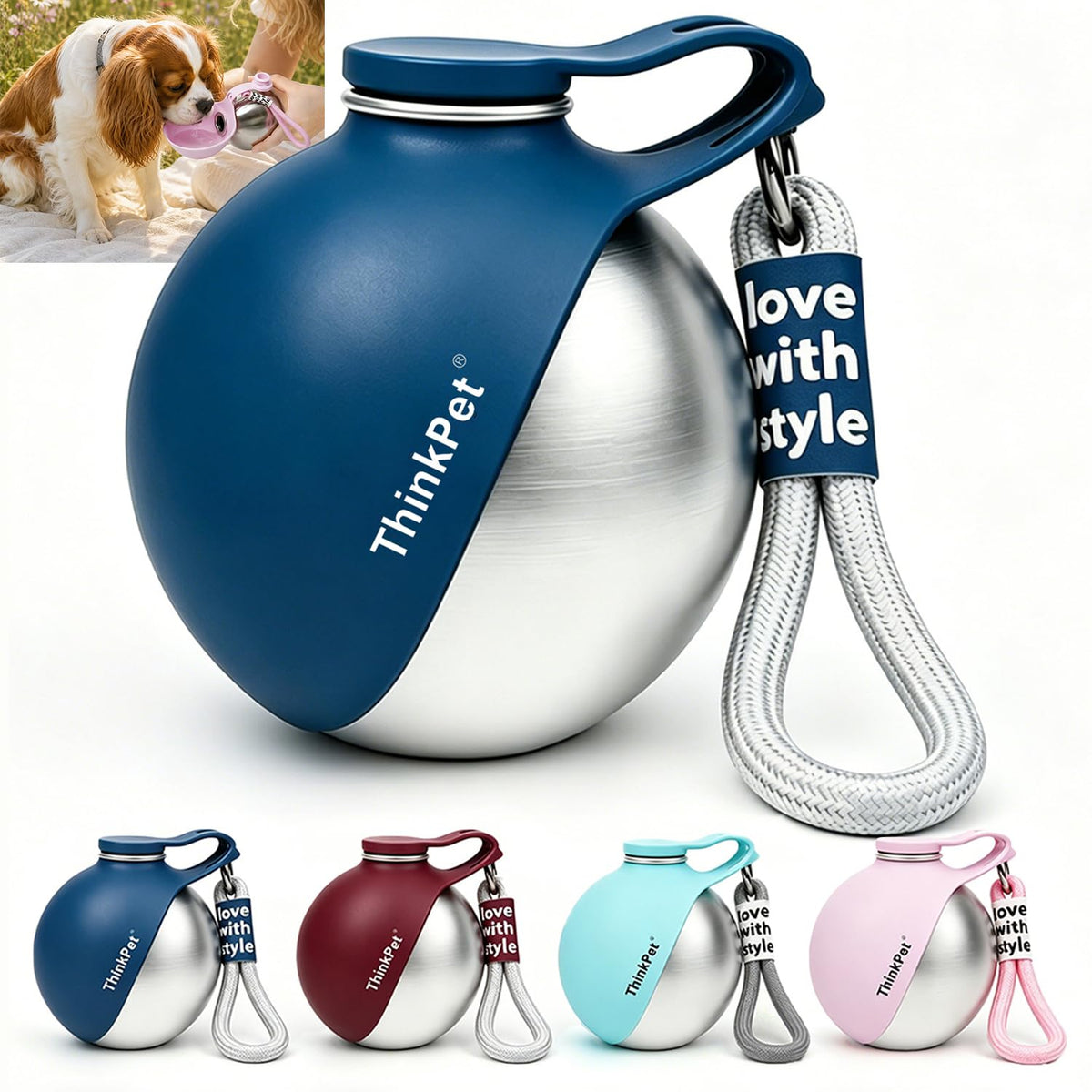 ThinkPet Leafsip 285ML Dog Water Bottle, Leak-Proof Portable, Teal