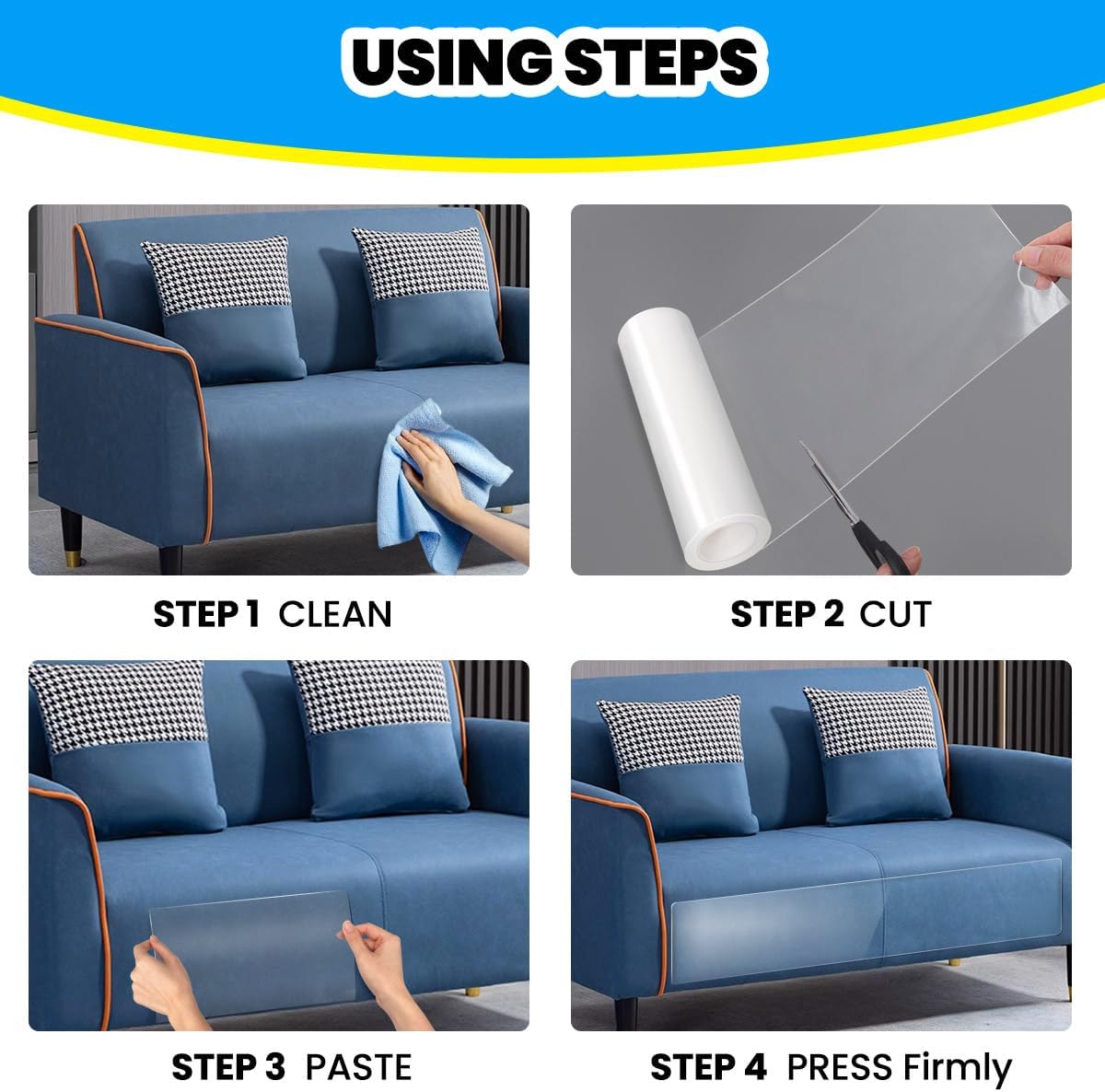 Cat Scratch Furniture Protector: Cat Anti Scratch Tape - Door Protector from Dog Scratching - Clear Training Self Adhesive Tape for Carpet, Sofa, Couch, Door (118in x 7.9in)