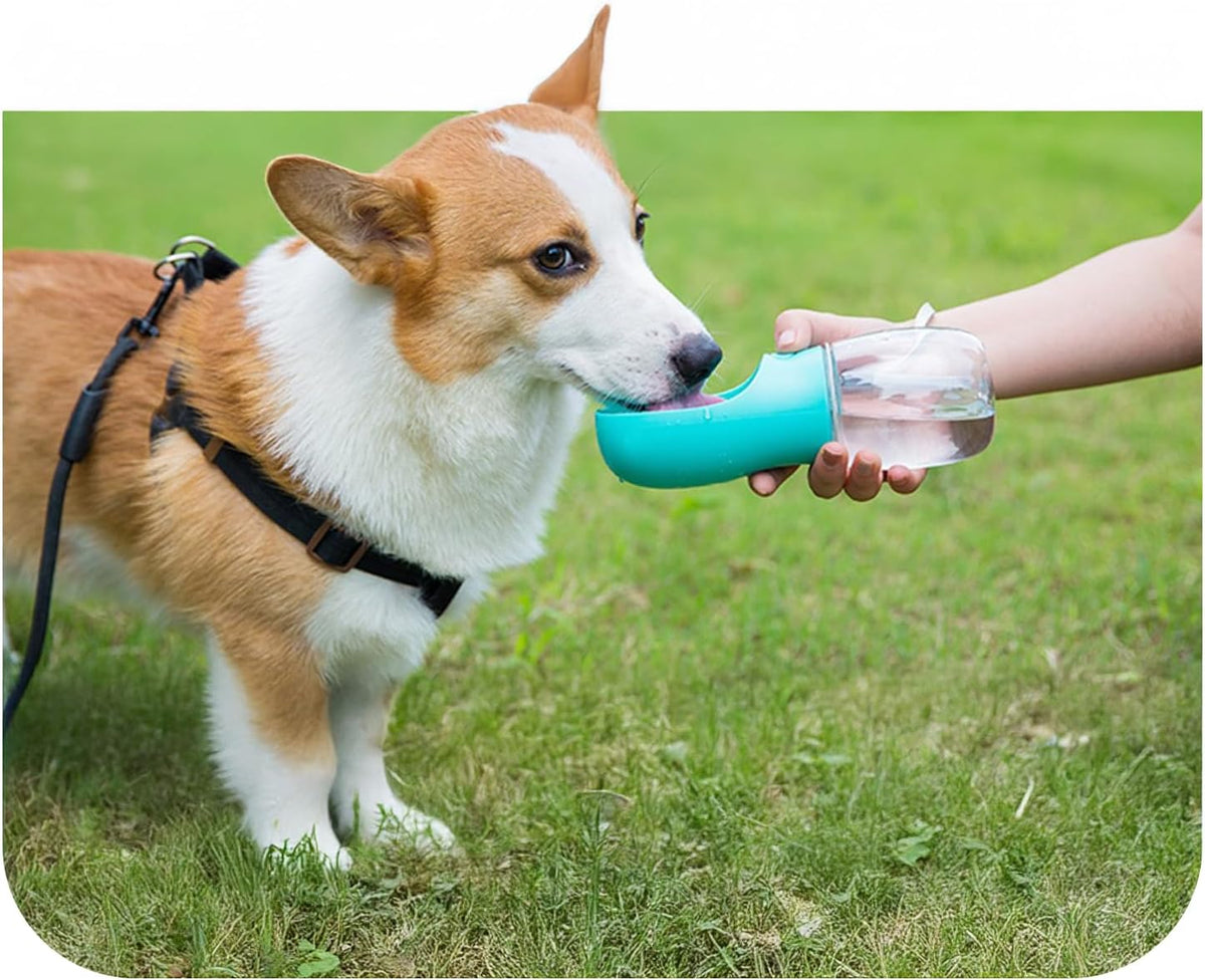 Portable Dog Water Bottle with Bowl – Leak Proof, Lightweight Travel Water Bottle for Dogs. (Blue, 350 ml)