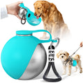 2 in 1 Dog Water Bottle with Bowl, 10oz Stainless Steel - Blue