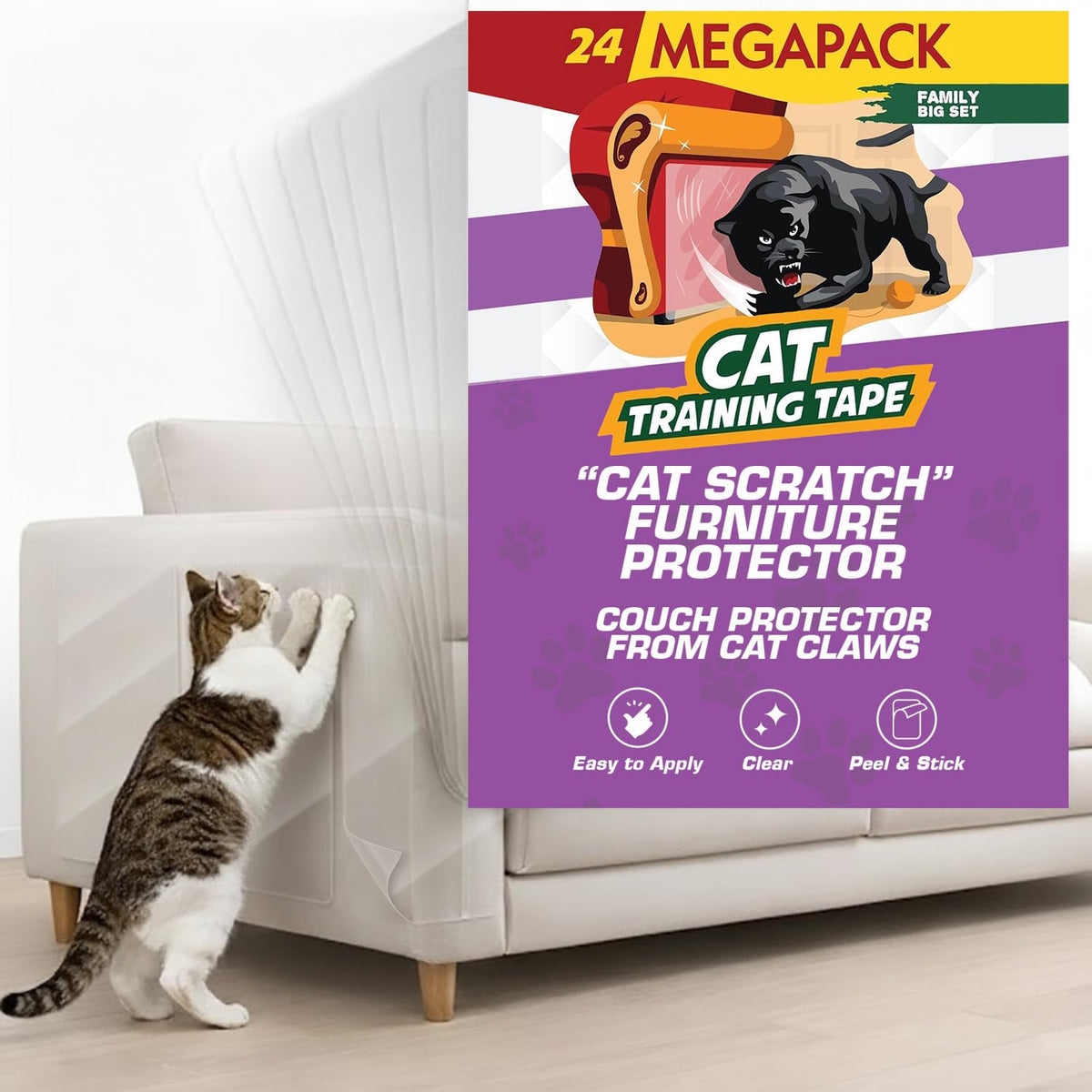 Panther Armor Cat Scratch Furniture Protector, 10 Double-Sided Tape Sheets