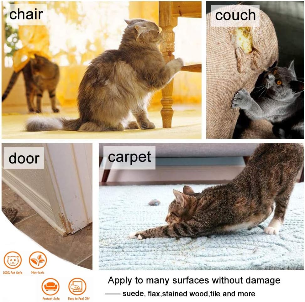 Anti-Cat Scratch Furniture Protector Deterrent Tape - 12"x17", 8 PCS