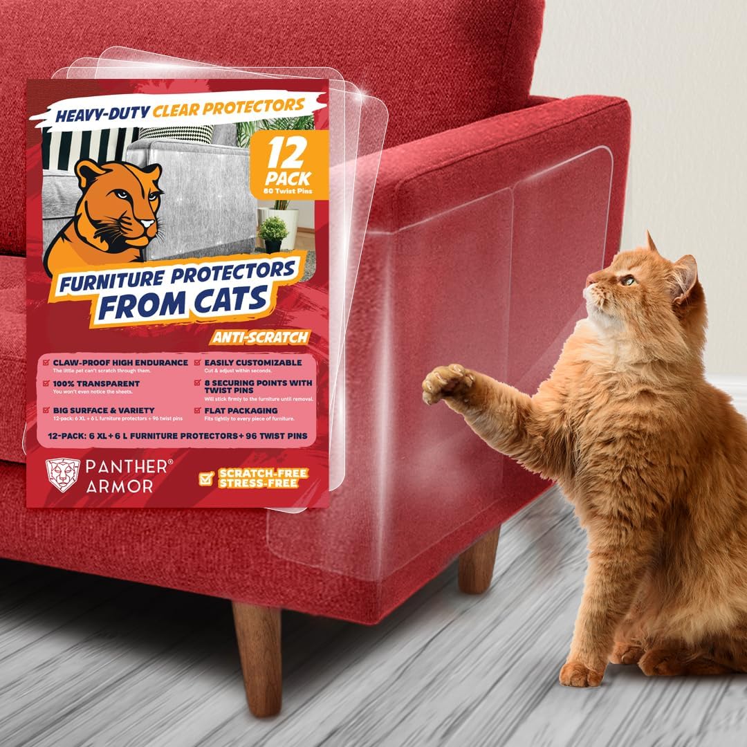 Panther Armor Cat Furniture Protector, 8 Matte Sheets with Twist Pins
