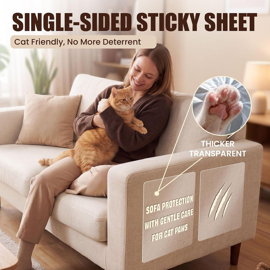 THLHKD Cat Scratch Furniture Protector, 18PCS Single Sided Couch Protectors Tape from Cats Claws Scratching, Thicken Clear Sheets Proof Clawing Sofa Corner Protection Cover Anti Scratch for Furniture
