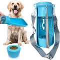 Portable 2-in-1 Pet Water Bottle for Dogs Cats, Leakproof 8oz Travel Bottle with Food Storage, Blue