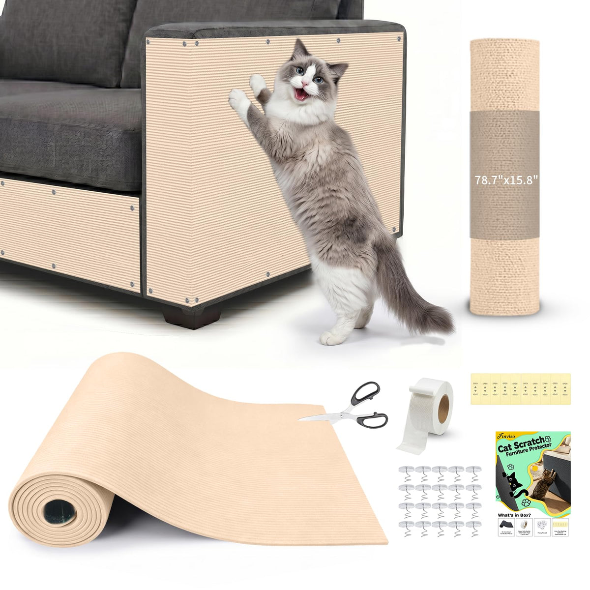Cat Scratch Furniture Protector: 39.3"x15.8" High Self-Adhesive