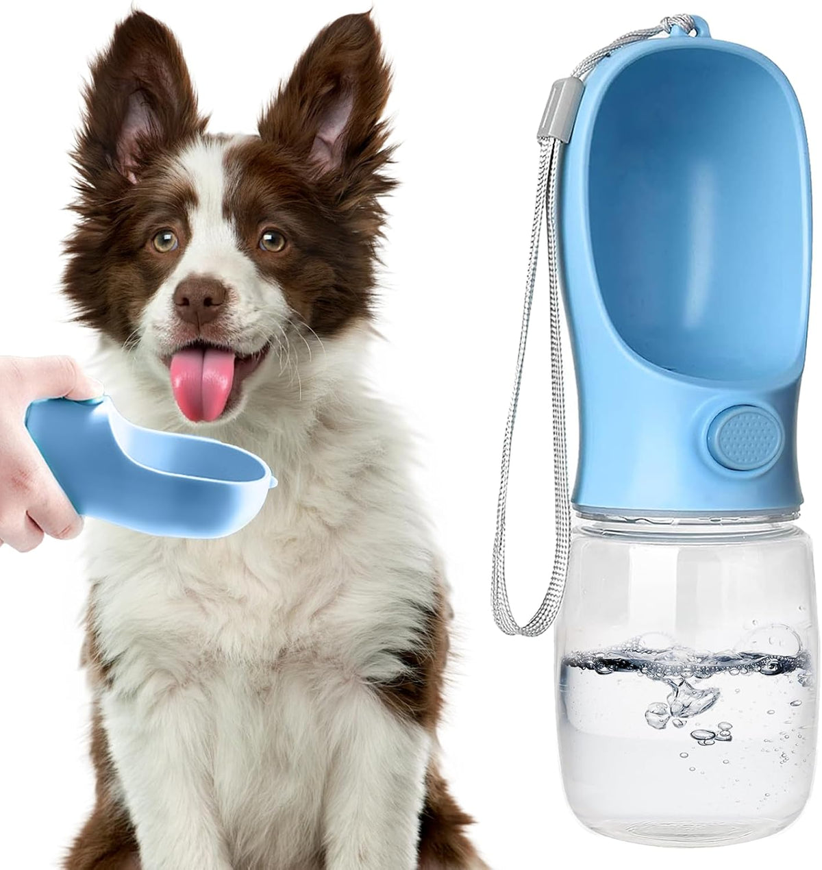 Bestac Pet Travel Water Bottle - Portable Dog&Cat Water Cup, One-Hand Operation, Lightweight & Leak-Proof, BPA-Free, Compatible with Most Gear, Ideal for Walking, Camping & Travel (Blue, 350ml)