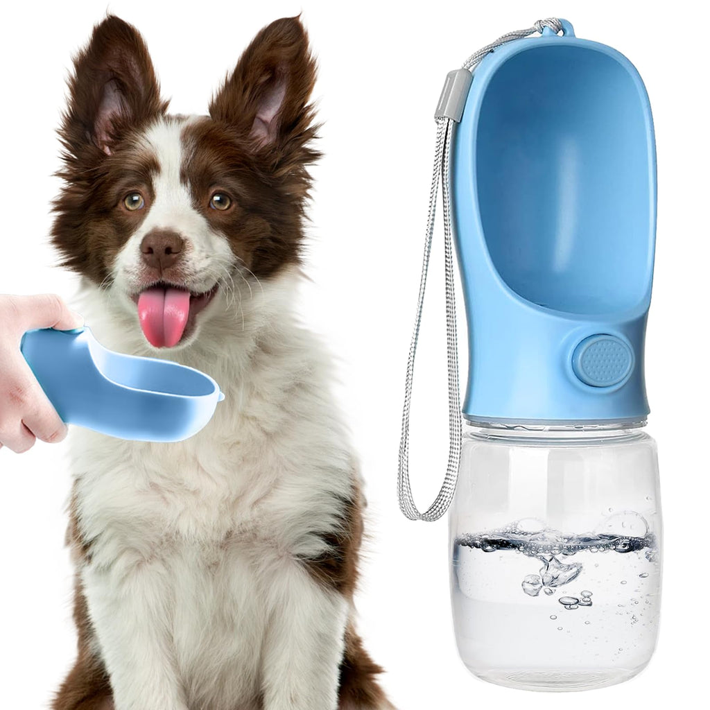 Bestac Pet Travel Water Bottle - Portable Dog&Cat Water Cup, One-Hand Operation, Lightweight & Leak-Proof, BPA-Free, Compatible with Most Gear, Ideal for Walking, Camping & Travel (Blue, 350ml)