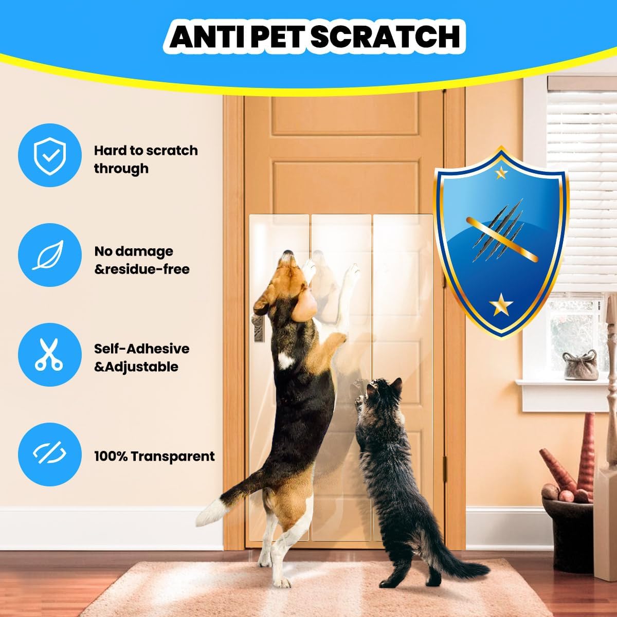 Cat Scratch Furniture Protector 157in x 11.8in: Cat Anti Scratch Tape - Door Protector from Dog Scratching - Clear Training Self Adhesive Tape for Carpet, Sofa, Couch, Door
