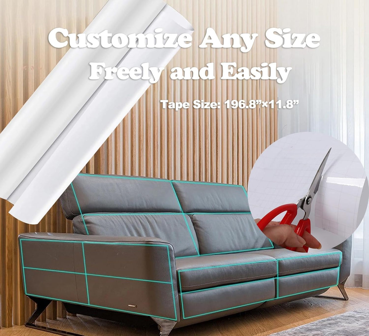 Anti Cat Scratch Furniture Protector Tape Damage-Free Couch Guard, 197"x12"