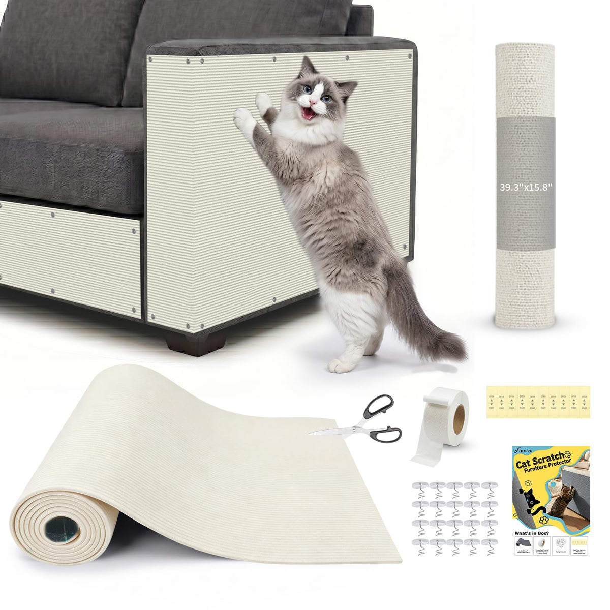 Cat Scratch Furniture Protector: 39.3"x15.8" High Self-Adhesive