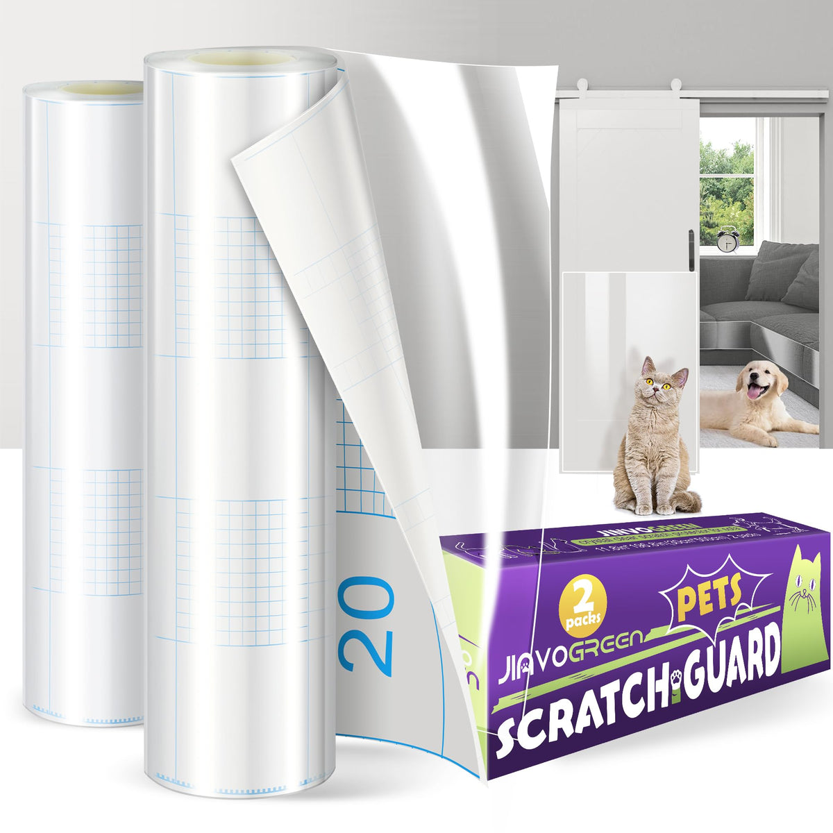 JINVOGREEN Cat Scratch Furniture Protector, 196.8 x 11.8 in