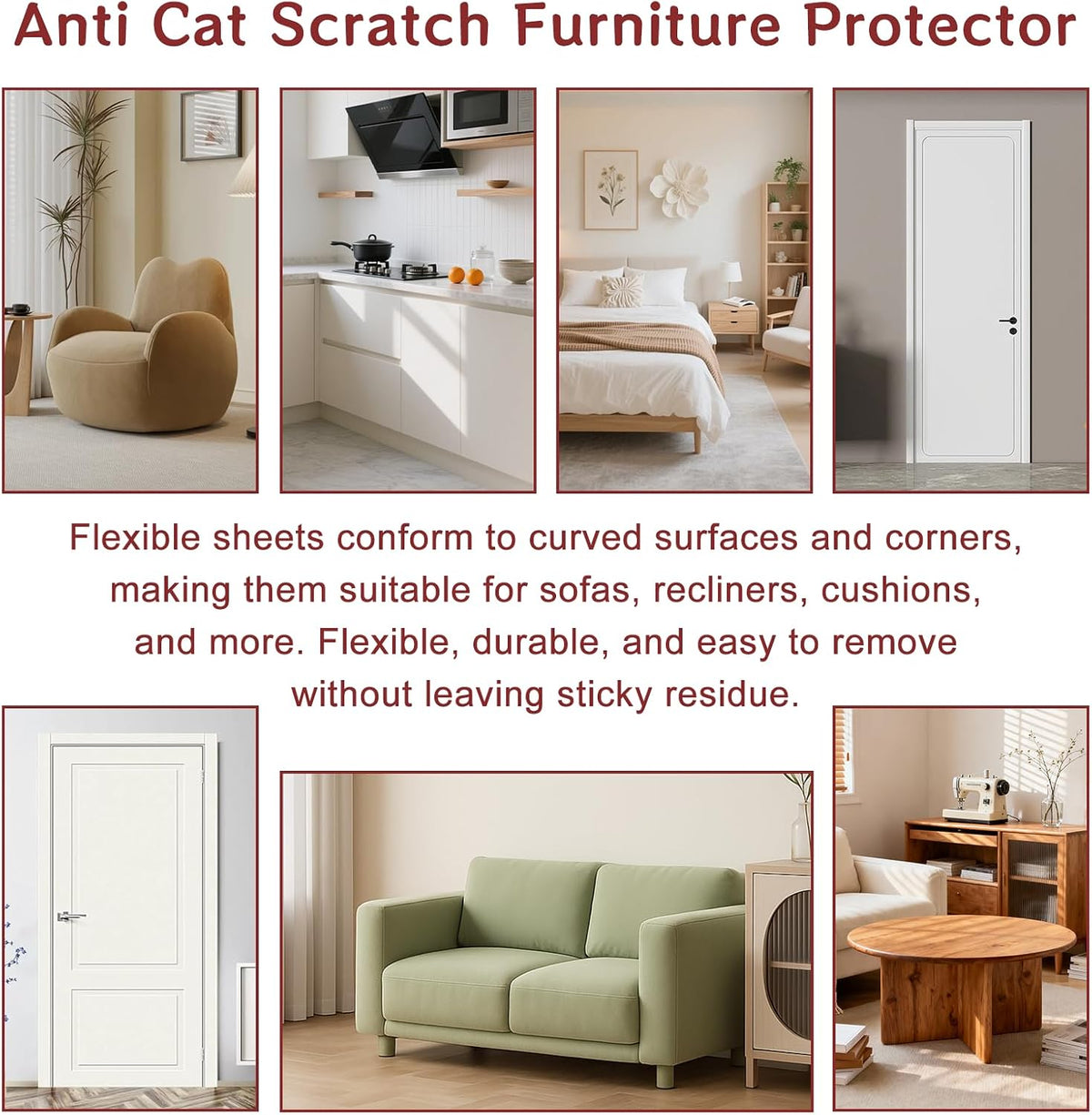 6 Pack Anti Cat Scratch Furniture Protector Clear Self-Adhesive Sofa Protector