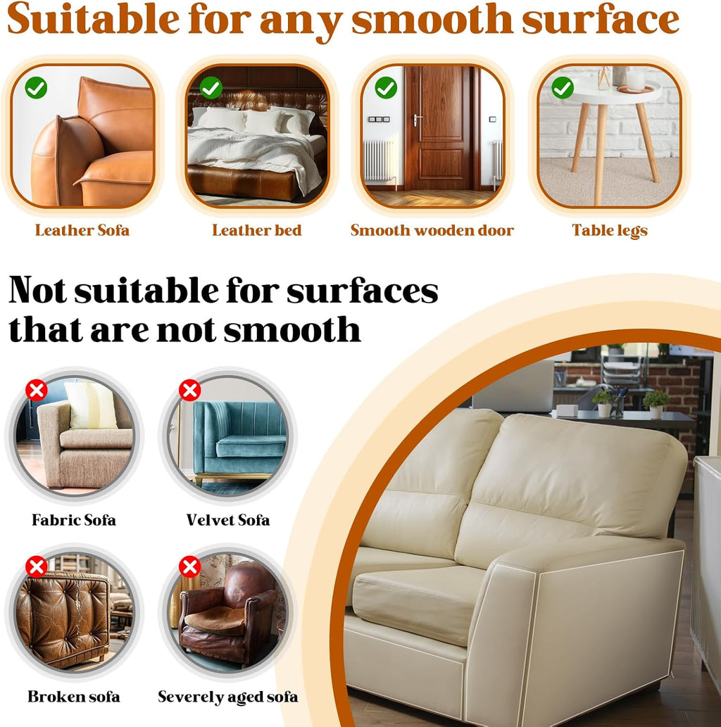 Cat Scratch Furniture Protector - Design for Leather Couch, 157.5"x11.8" Clear Couch Protector from Cat Claws, Thickened Anti-Scratch Adhesive Roll, Cuttable & Residue-Free, No Pins