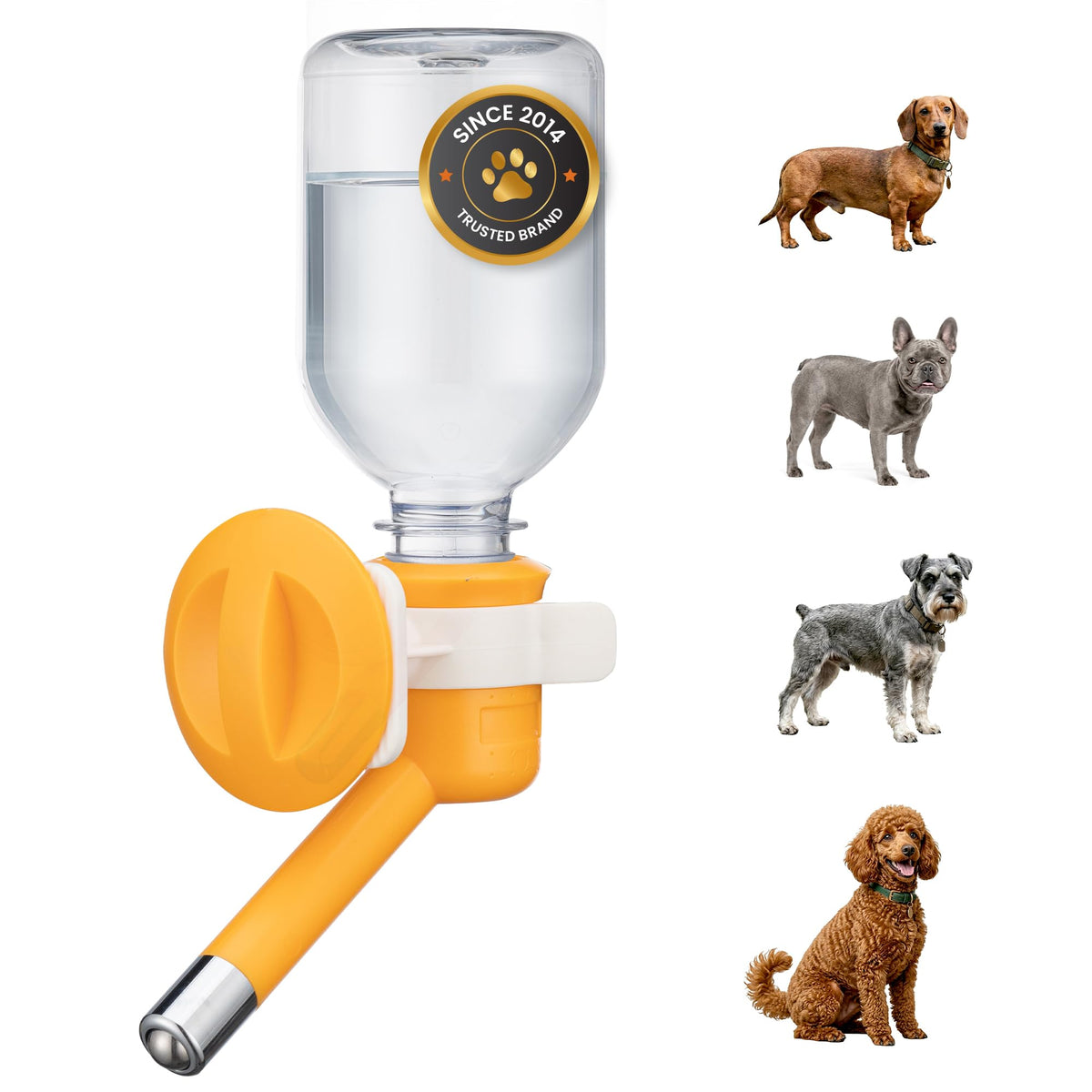 Choco Nose No-Drip Water Bottle for Small Dogs & Cats (10–25 lb) - Leak-Proof Patented 16mm Nozzle Helps Prevent Mess & Spills, BPA Free, Easy to Install Cage & Crate Mount Feeder, 10.2 fl oz (C590)