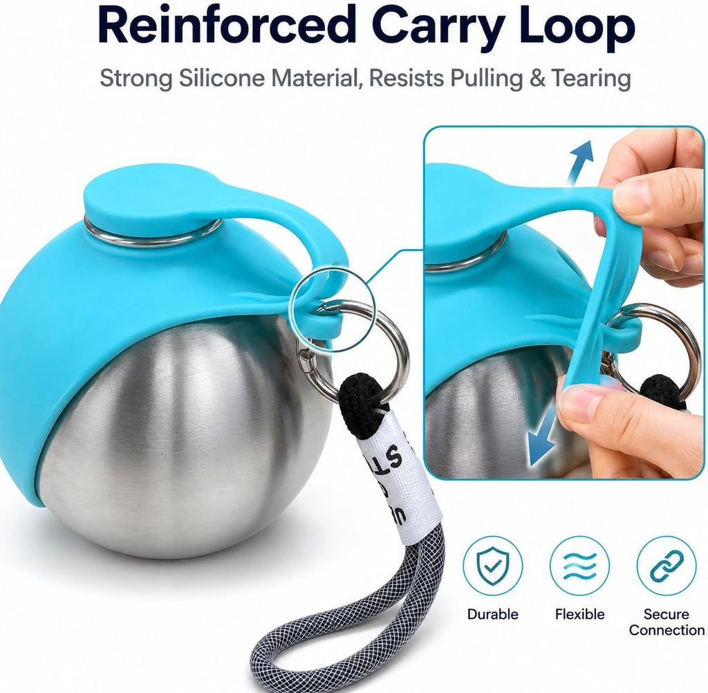 2 in 1 Portable Tumbler for Dogs,Portable Dog Water Ball,10Oz Stainless Steel Dog Water Bottle with Silicone Foldable Bowl, Leak-Proof 2 in 1 Portable Small Dog Water Bottle for Walking