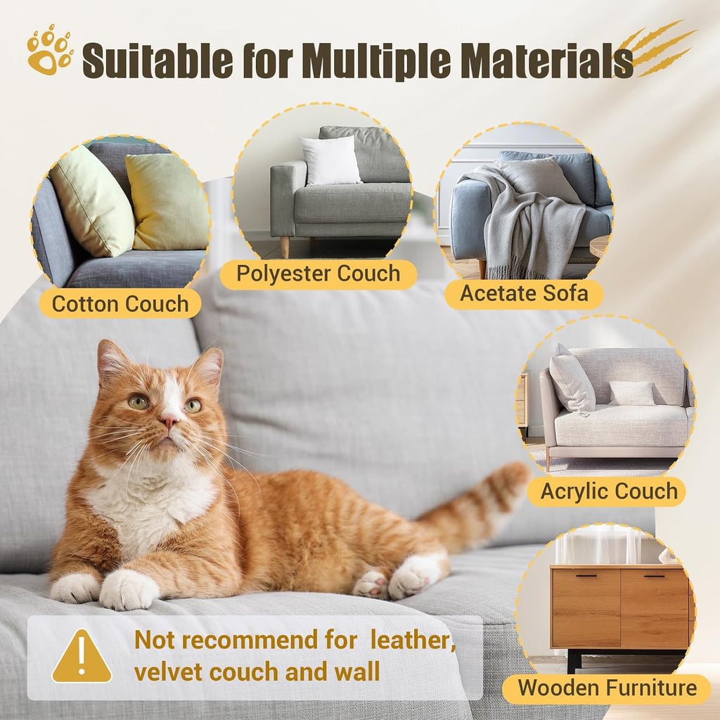 Cat Scratch Couch Protector, 90"x16" Trimmable Anti-Scratch with Grid Tape