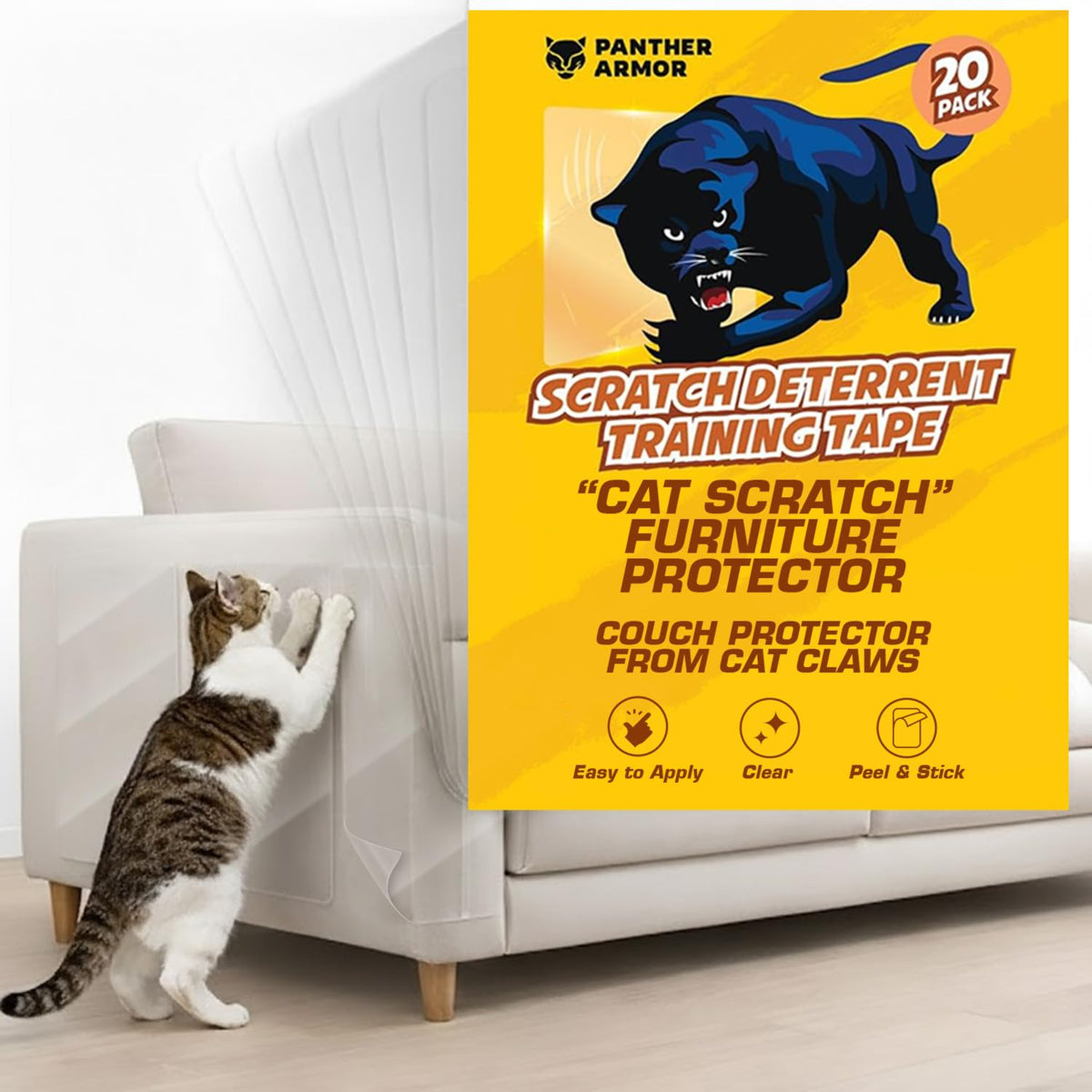 Panther Armor Cat Scratch Furniture Protector, 10 Double-Sided Tape Sheets