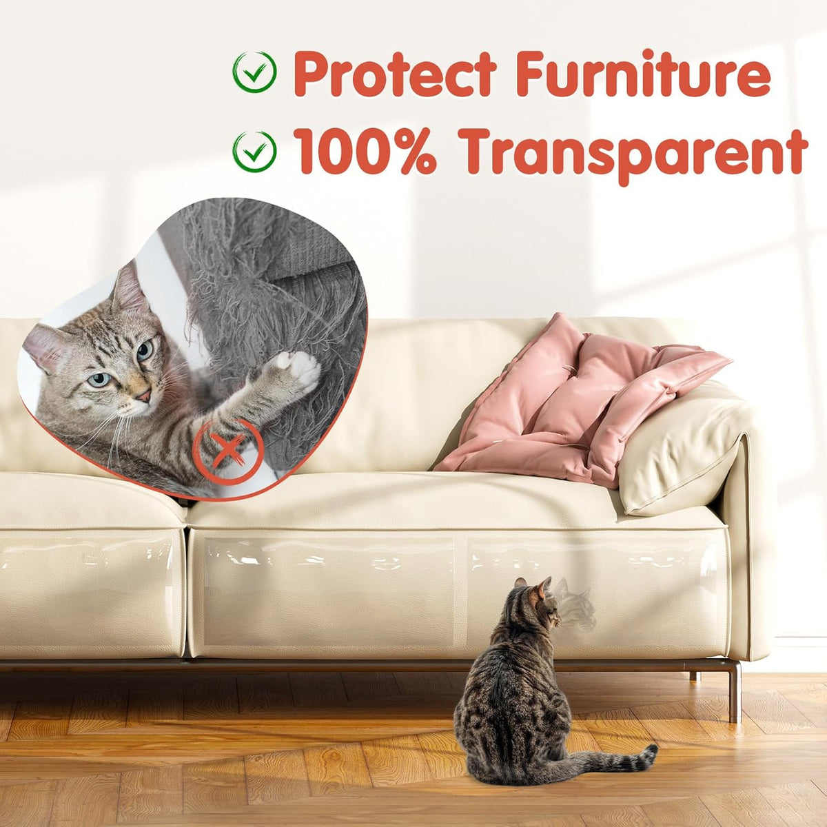 Secopad 18 PCS Cat Scratch Furniture Protector, Couch Protector, 17IN