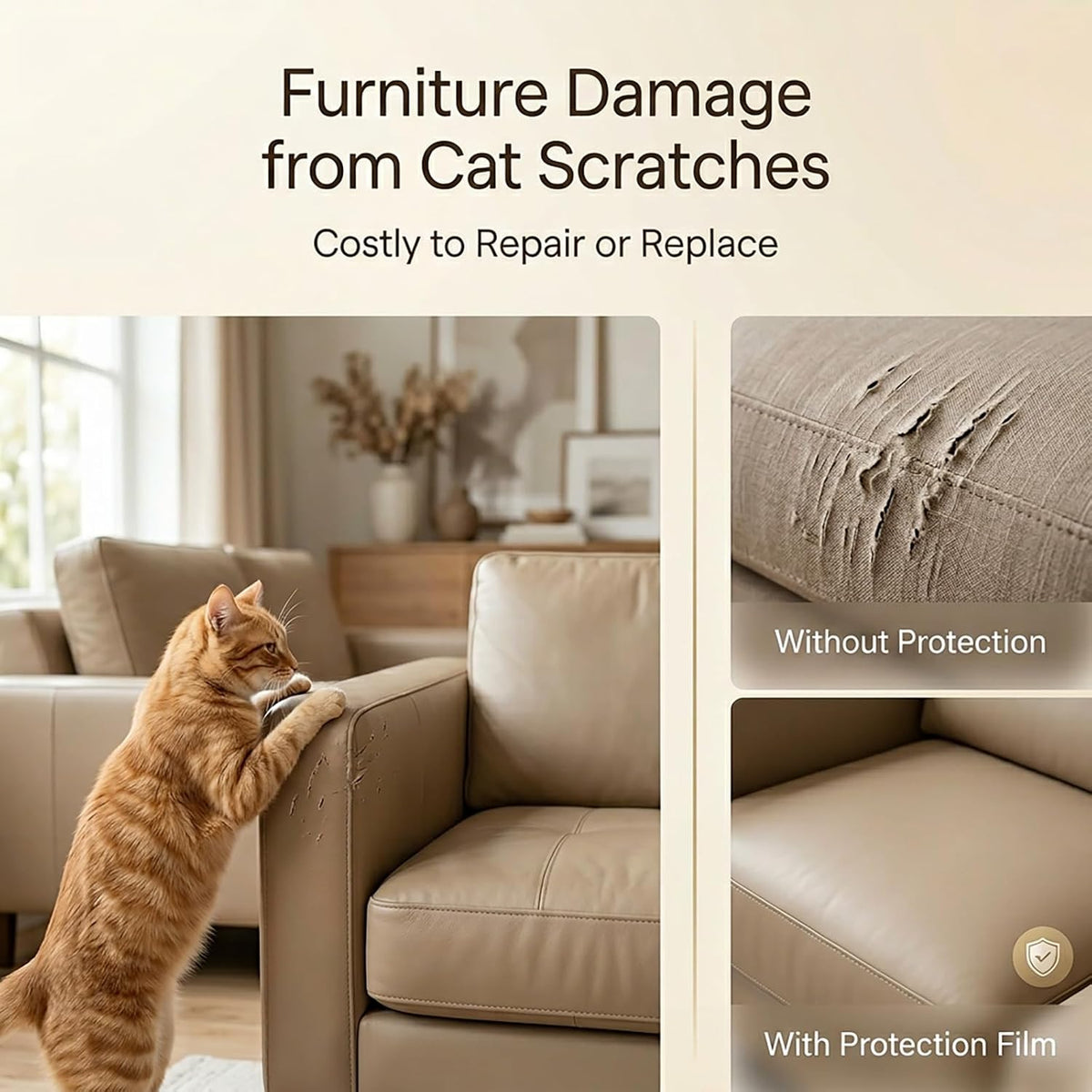 2 Pack Anti Cat Scratch Furniture Protector Single Sided Couch Protector