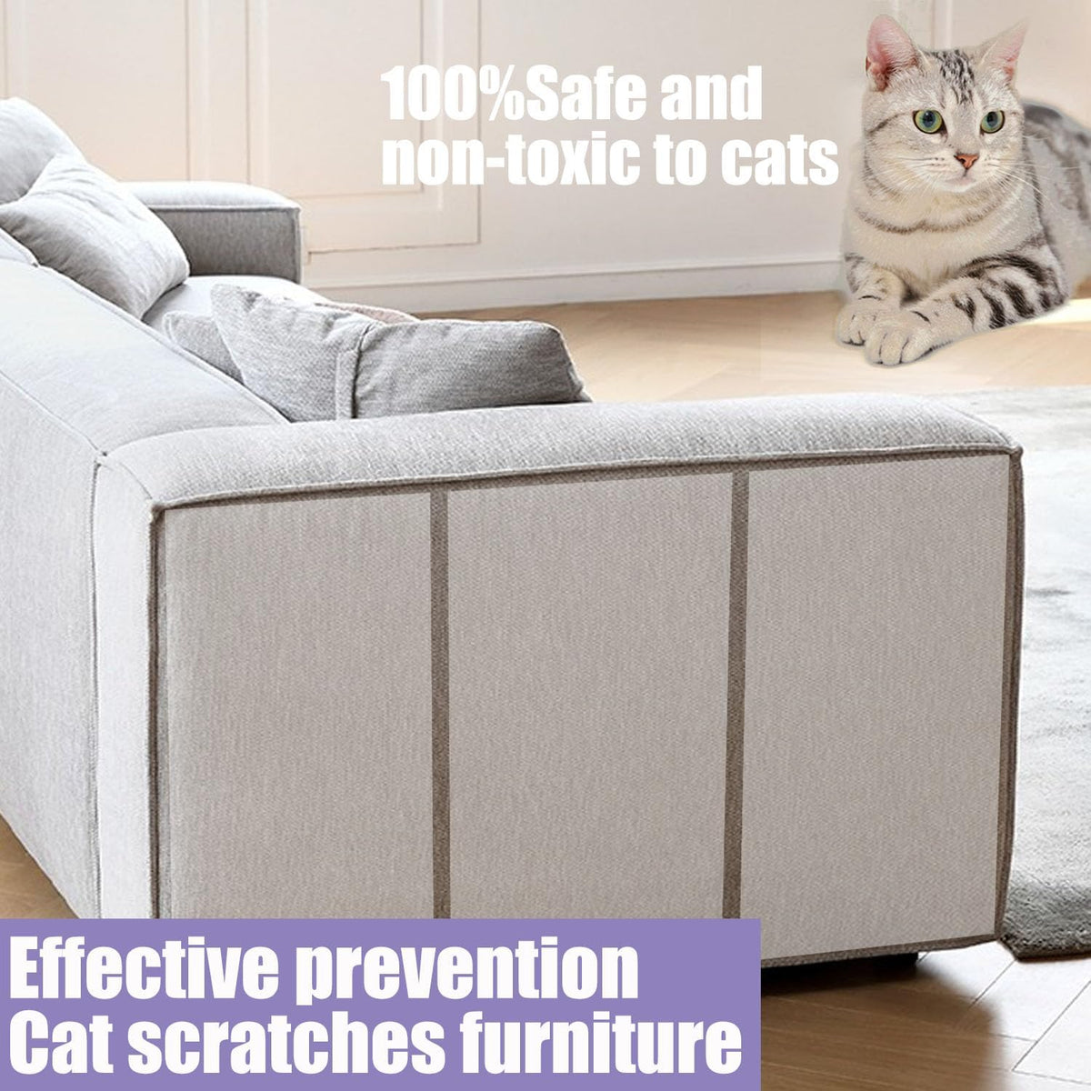 Chuangseed Anti Cat Scratch Tape, 4" x 30Yds, Transparent, Double Sided, Furniture Protector, Pet Safe, Easy Installation, One Year Warranty