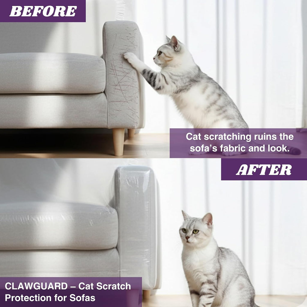 CLAWGUARD Cat Scratch Tape for Furniture, 10 XL Double-Sided Sheets, Sofa