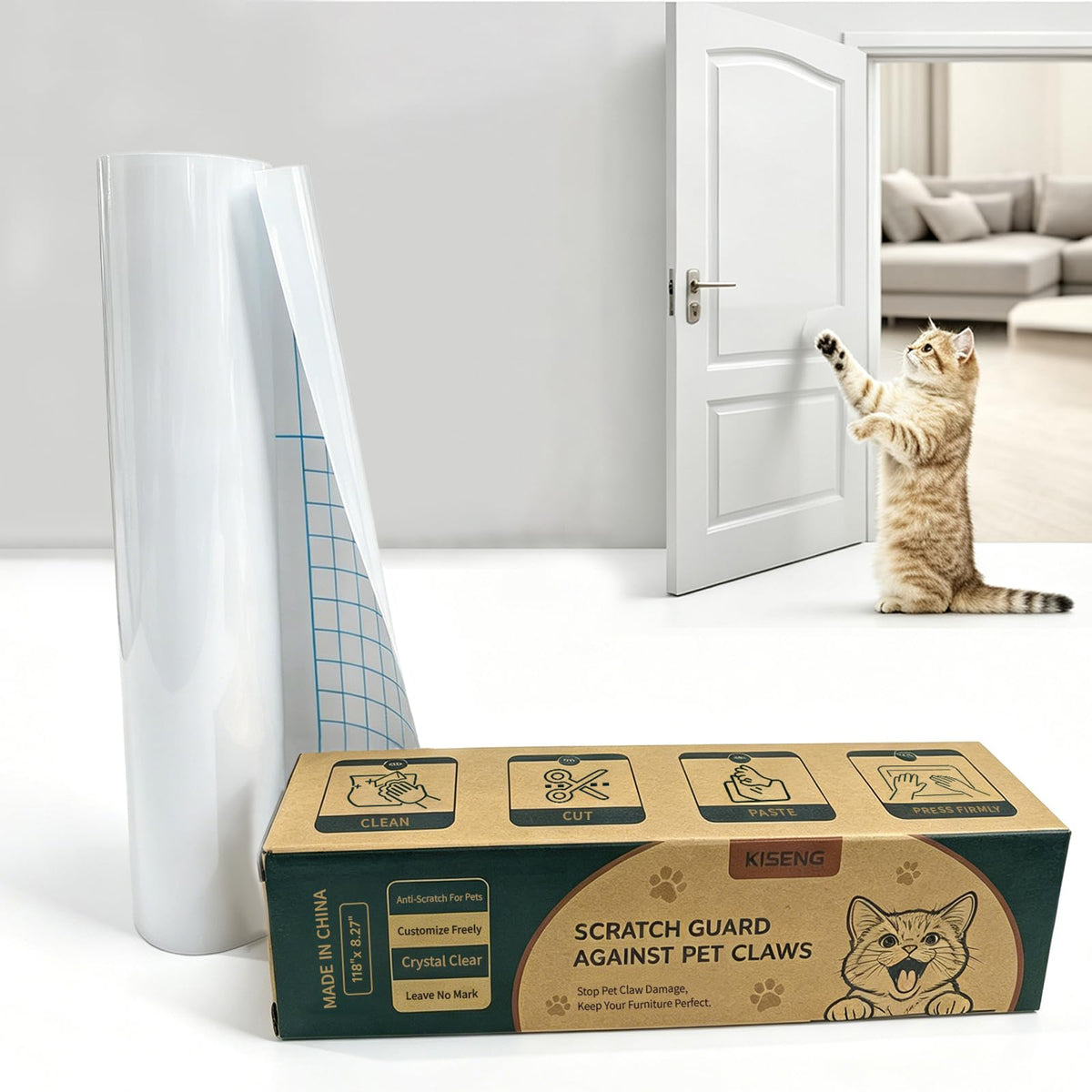 Anti Cat Scratch Furniture Protector,Thicken Vinyl 160" x 12.4"